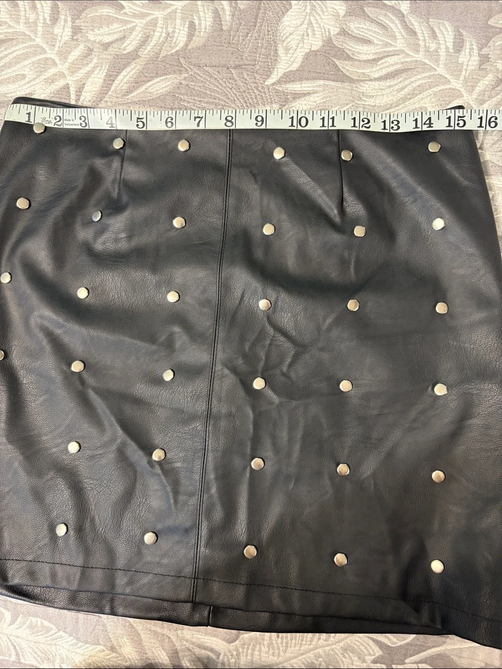 Hot Gal Black Faux Leather Studded Mini Skirt